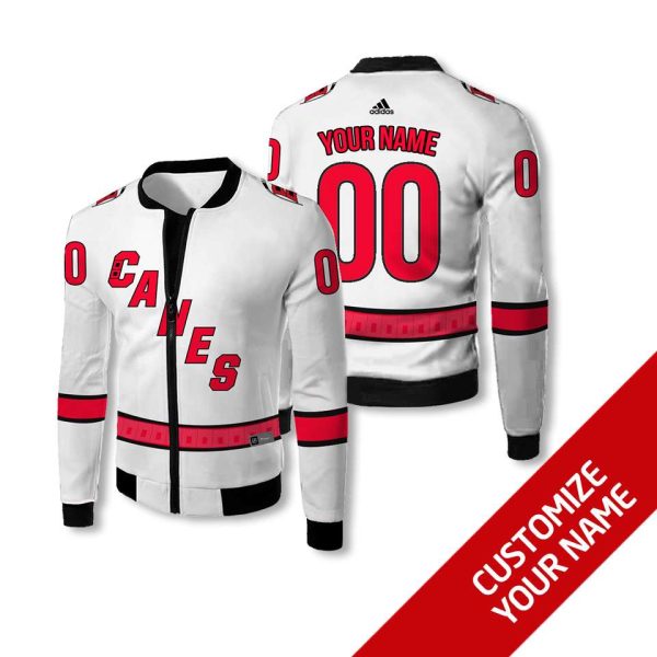 Personalized Carolina Hurricanes Nhl White Custom Bomber Jacket Carolina Hurricanes Bomber Jacket