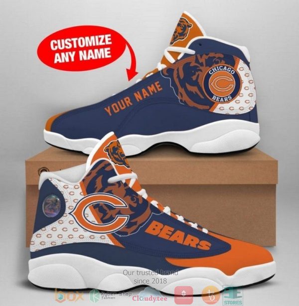 Personalized Chicago Bears Football Team 2 Air Jordan 13 Sneaker Shoes Chicago Bears Air Jordan 13 Shoes