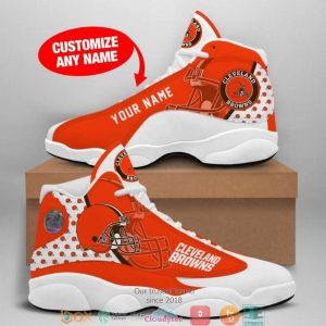 Personalized Cleveland Browns Nfl Big Logo Football Team Air Jordan 13 Sneaker Shoes Cleveland Browns Air Jordan 13 Shoes