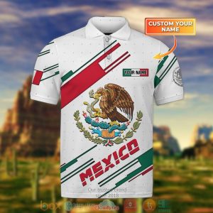 Personalized Coat Of Arms Mexico Custom White Polo Shirt Mexico Polo Shirts