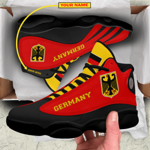 Personalized Coat Of Arms Of Germany Red Black Custom Air Jordan 13 Shoes Coat Of Arms Air Jordan 13 Shoes