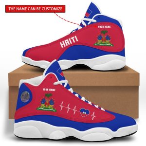 Personalized Coat Of Arms Of Haiti Blue Red Custom Air Jordan 13 Shoes Coat Of Arms Air Jordan 13 Shoes