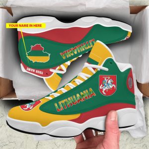 Personalized Coat Of Arms Of Lithuania Map Custom Air Jordan 13 Shoes Coat Of Arms Air Jordan 13 Shoes