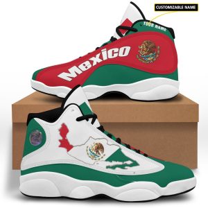 Personalized Coat Of Arms Of Mexico Map Custom Air Jordan 13 Shoes Coat Of Arms Air Jordan 13 Shoes
