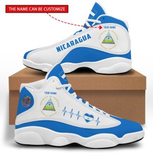 Personalized Coat Of Arms Of Nicaragua Custom Air Jordan 13 Shoes Coat Of Arms Air Jordan 13 Shoes