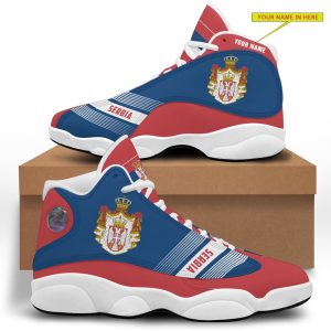 Personalized Coat Of Arms Of Serbia Red Blue Custom Air Jordan 13 Shoes Coat Of Arms Air Jordan 13 Shoes