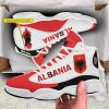 Personalized Coat Of Arms Of The Republic Of Albania Red White Black Custom Air Jordan 13 Shoes Coat Of Arms Air Jordan 13 Shoes