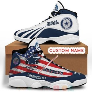 Personalized Dallas Cowboys Nfl American Flag Custom Air Jordan 13 Shoes Dallas Cowboys Air Jordan 13 Shoes