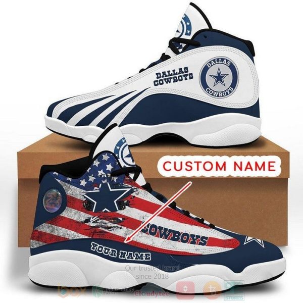 Personalized Dallas Cowboys Nfl American Flag Custom Air Jordan 13 Shoes Dallas Cowboys Air Jordan 13 Shoes