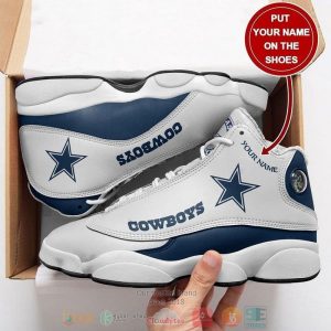 Personalized Dallas Cowboys Nfl Football Team Custom White Blue Air Jordan 13 Shoes Dallas Cowboys Air Jordan 13 Shoes
