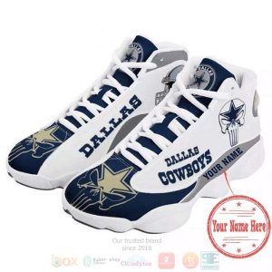 Personalized Dallas Cowboys Nfl Team Custom White Blue Air Jordan 13 Shoes Dallas Cowboys Air Jordan 13 Shoes