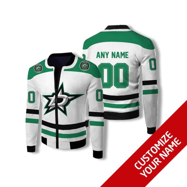 Personalized Dallas Stars Nhl White Custom Bomber Jacket Dallas Stars Bomber Jacket