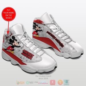 Personalized Disney Mickey Mouse Custom White Air Jordan 13 Shoes Mickey Minnie Mouse Air Jordan 13 Shoes