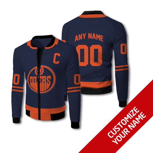 Personalized Edmonton Oilers Nhl Blue Orange Custom Bomber Jacket Edmonton Oilers Bomber Jacket