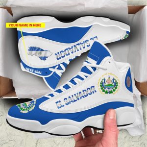 Personalized El Salvador Blue White Custom Air Jordan 13 Shoes Personalized Air Jordan 13 Shoes