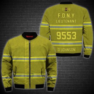 Personalized Firefighter Yellow Custom 3D Bomber Jacket Firefighter Bomber Jacket