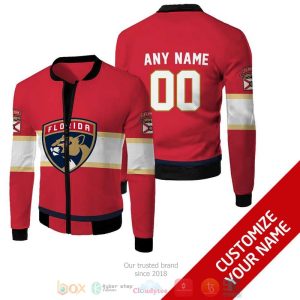 Personalized Florida Panthers Nhl Custom Red Bomber Jacket Florida Panthers Bomber Jacket