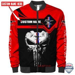 Personalized Ford Mustang Punisher Skull Bomber Jacket Ford Mustang Bomber Jacket