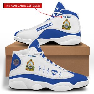 Personalized Honduras White Blue Custom Air Jordan 13 Shoes Personalized Air Jordan 13 Shoes