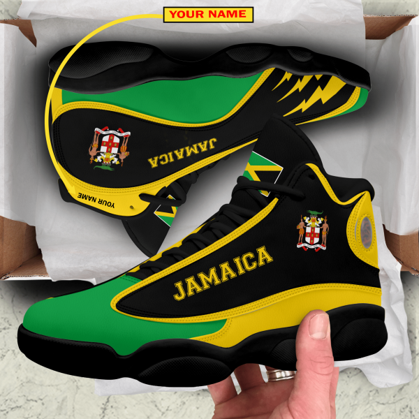 Personalized Jamaica Black Green Custom Air Jordan 13 Shoes Jamaica Air Jordan 13 Shoes