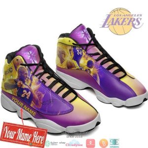 Personalized Kobe Bryant 2Los Angeles Lakers Nba Team Air Jordan 13 Sneaker Shoes Los Angeles Lakers Air Jordan 13 Shoes
