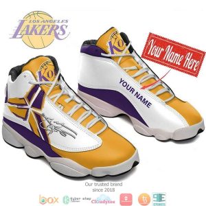 Personalized Kobe Bryant Football Los Angeles Lakers Nba Big Logo 7 Air Jordan 13 Sneaker Shoes Los Angeles Lakers Air Jordan 13 Shoes