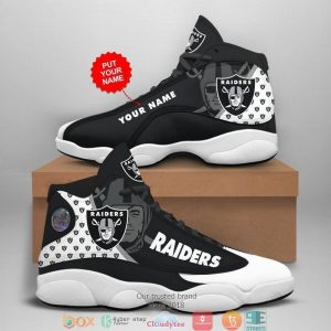 Personalized Las Vegas Raiders Nfl Fan Big Logo Air Jordan 13 Sneaker Shoes Las Vegas Raiders Air Jordan 13 Shoes