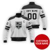 Personalized Los Angeles Kings Nhl Grey Black Custom Bomber Jacket Los Angeles Kings Bomber Jacket