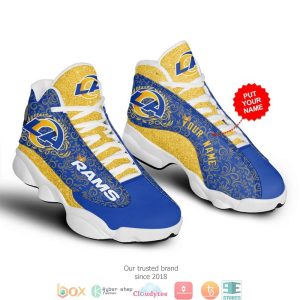 Personalized Los Angeles Rams Nfl Football Air Jordan 13 Sneaker Shoes Los Angeles Rams Air Jordan 13 Shoes