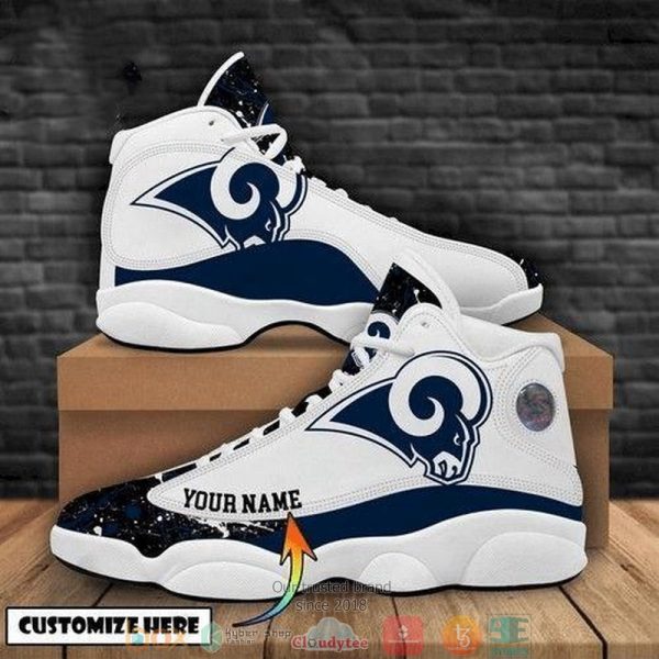 Personalized Los Angeles Rams Nfl Football Big Logo Gift Air Jordan 13 Sneaker Shoes Los Angeles Rams Air Jordan 13 Shoes