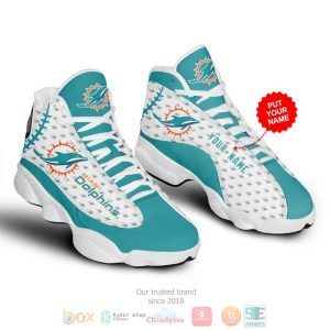 Personalized Miami Dolphins Nfl Football Team Custom Air Jordan 13 Shoes 2 Miami Dolphins Air Jordan 13 Shoes
