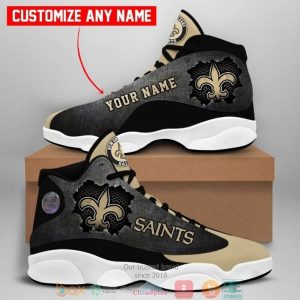 Personalized New Orleans Saints Nfl Big Logo Football Team Air Jordan 13 Sneaker Shoes New Orleans Saints Air Jordan 13 Shoes
