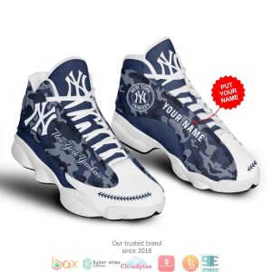 Personalized New York Yankees Mlb Camo Blue Air Jordan 13 Sneaker Shoes New York Yankees Air Jordan 13 Shoes