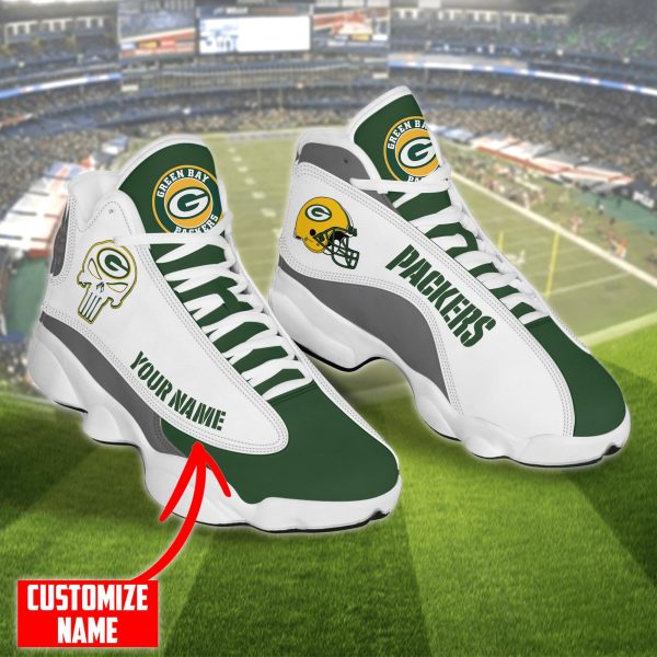 Personalized Nfl Green Bay Packers Skull Helmet Air Jordan 13 Shoes Green Bay Packers Air Jordan 13 Shoes