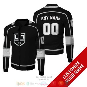 Personalized Nhl Los Angeles Kings Custom Black Bomber Jacket Los Angeles Kings Bomber Jacket