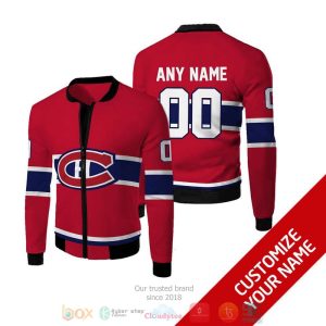 Personalized Nhl Montreal Canadiens Red Blue Custom Bomber Jacket Montreal Canadiens Bomber Jacket
