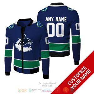 Personalized Nhl Vancouver Canucks Blue Green Custom Bomber Jacket Vancouver Canucks Bomber Jacket