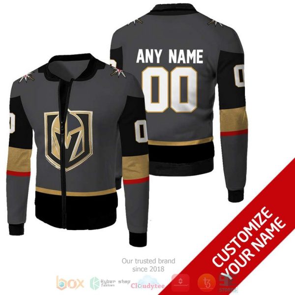 Personalized Nhl Vegas Golden Knights Custom Grey Black Bomber Jacket Vegas Golden Knights Bomber Jacket