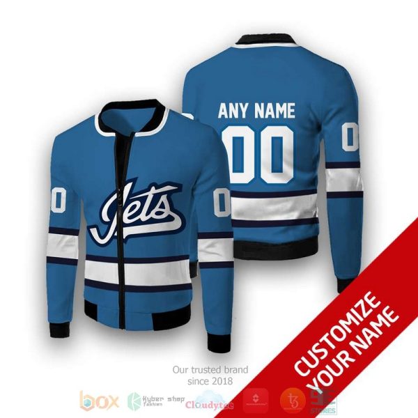 Personalized Nhl Winnipeg Jets Blue Custom Bomber Jacket Winnipeg Jets Bomber Jacket