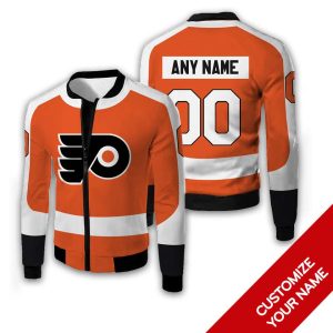 Personalized Philadelphia Flyers Nhl Orange Custom Bomber Jacket Philadelphia Flyers Bomber Jacket