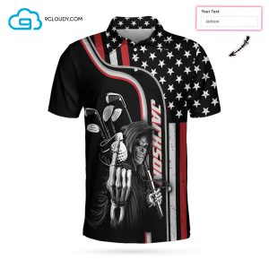 Personalized Reaper American Flag Custom Full Printing Polo Shirt American Flag Polo Shirts