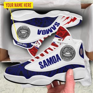 Personalized Samoa White Blue Custom Air Jordan 13 Shoes Samoa Air Jordan 13 Shoes