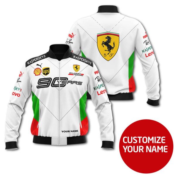 Personalized Scuderia Ferrari 90 Years Custom Bomber Jacket Ferrari Bomber Jacket