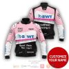 Personalized Sportpesa Racing Point Pink Black Custom Bomber Jacket Sports Bomber Jacket