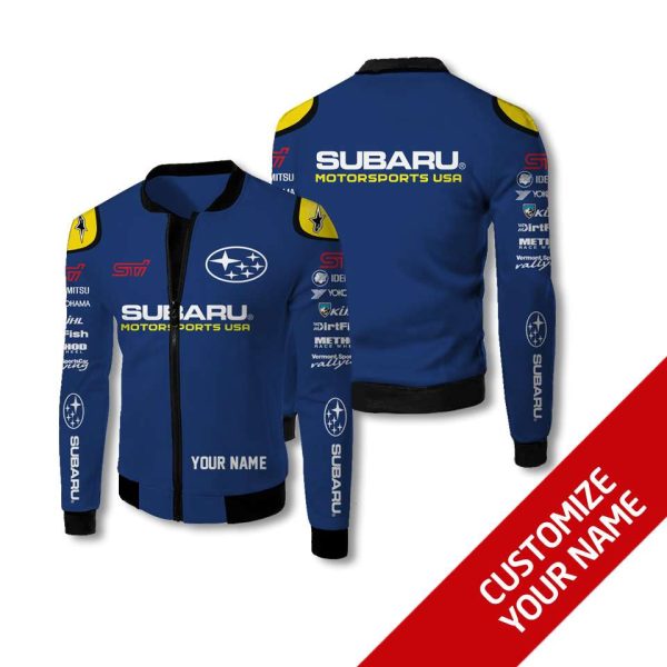 Personalized Subaru Motorsports Usa Custom Bomber Jacket Subaru Bomber Jacket