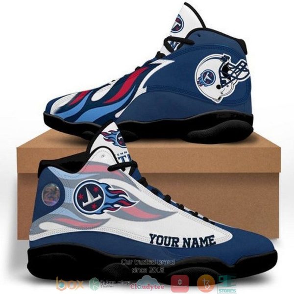 Personalized Tennessee Titans Football Nfl 28 Big Logo Air Jordan 13 Sneaker Shoes Tennessee Titans Air Jordan 13 Shoes