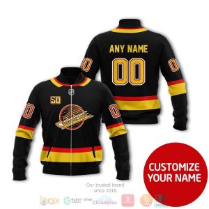 Personalized Vancouver Canucks Nhl Custom Black Bomber Jacket Vancouver Canucks Bomber Jacket