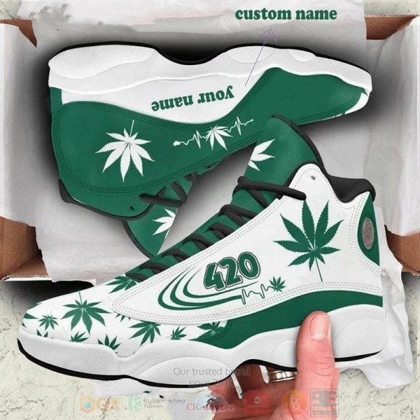 Personalized Weed Leaf Custom Air Jordan 13 Shoes Weed Air Jordan 13 Shoes