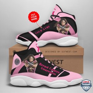 Personalized Wonder Woman Breast Cancer Awareness Air Jordan 13 Shoes Marvel Heroes Avengers Air Jordan 13 Shoes