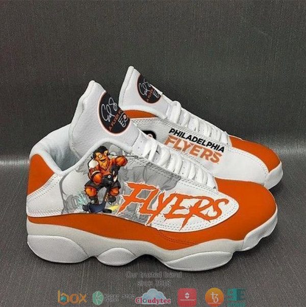 Philadelphia Flyers Nhl Football Teams Big Logo Air Jordan 13 Sneaker Shoes Philadelphia Flyers Air Jordan 13 Shoes